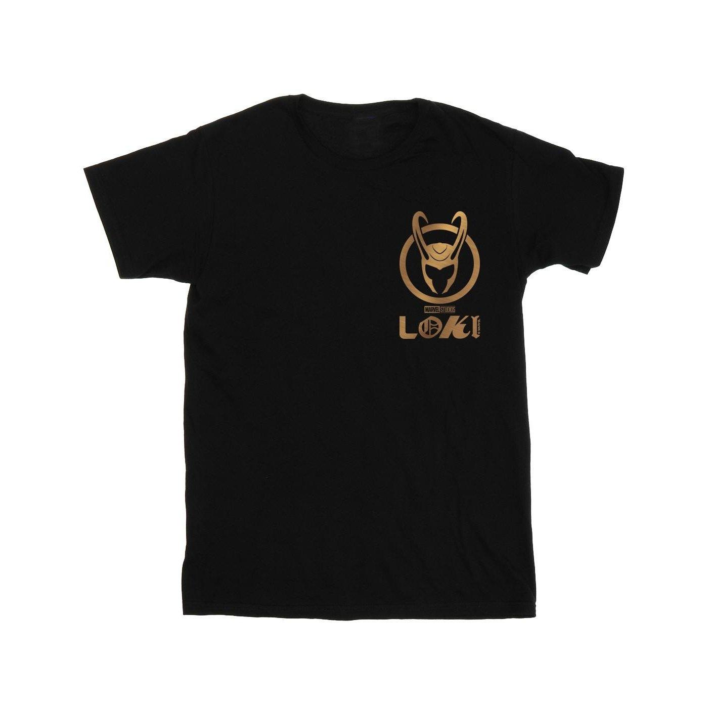 Loki Horn Logo Faux Pocket Tshirt Mädchen Schwarz 140/146 von MARVEL