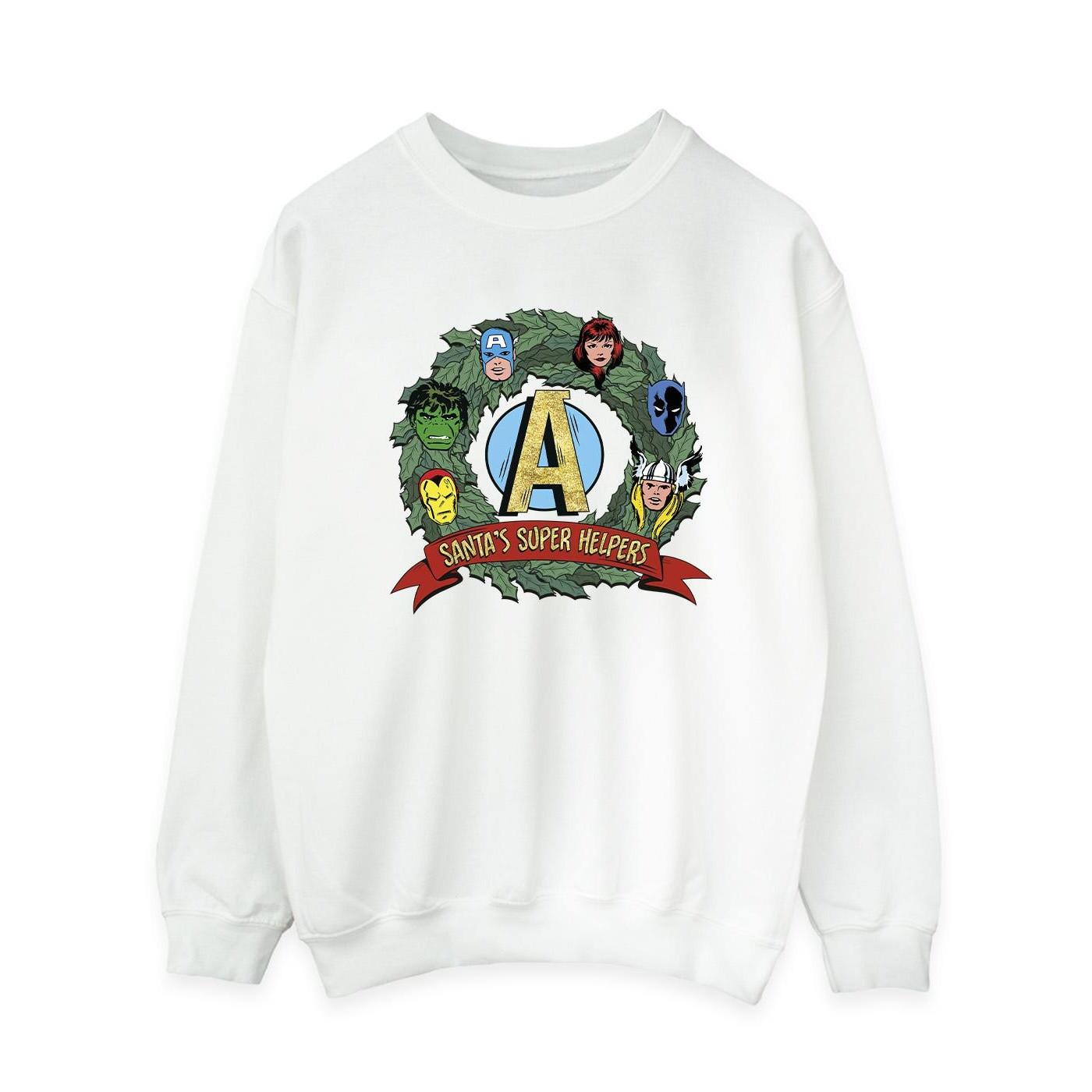 Santa's Super Helpers Sweatshirt Damen Weiss L von MARVEL