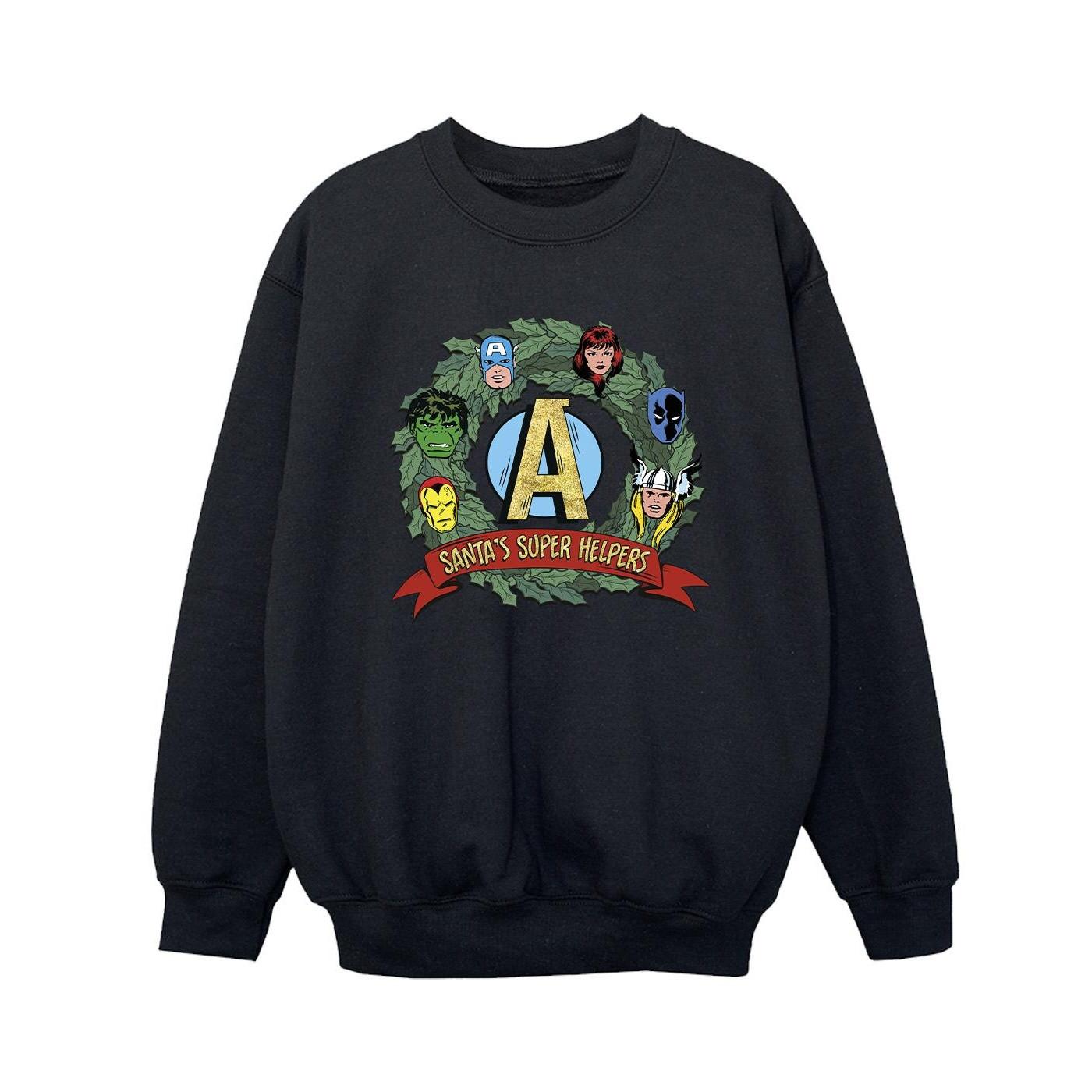 Santa's Super Helpers Sweatshirt Jungen Schwarz 152-158 von MARVEL