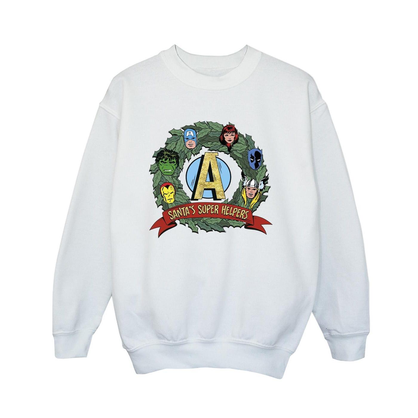 Santa's Super Helpers Sweatshirt Jungen Weiss 104 von MARVEL