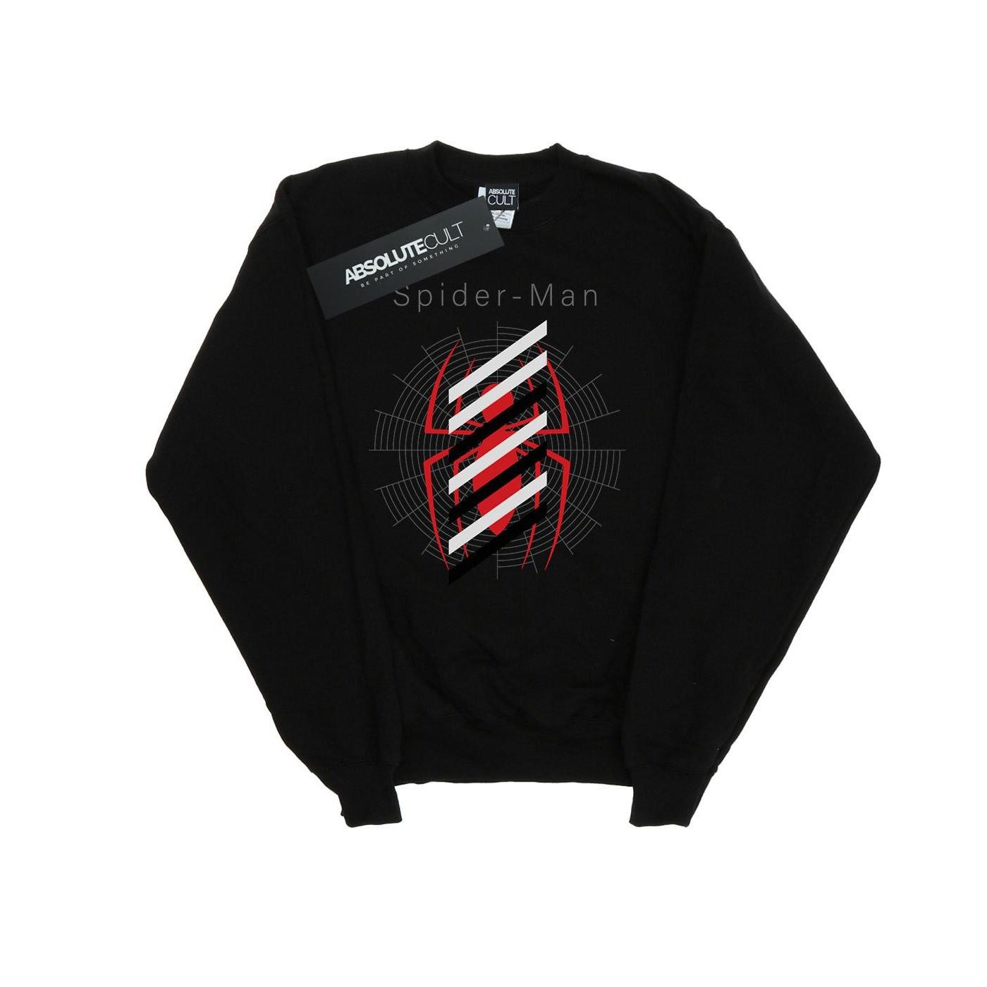 Spiderman Logo Stripes Sweatshirt Jungen Schwarz 116 von MARVEL