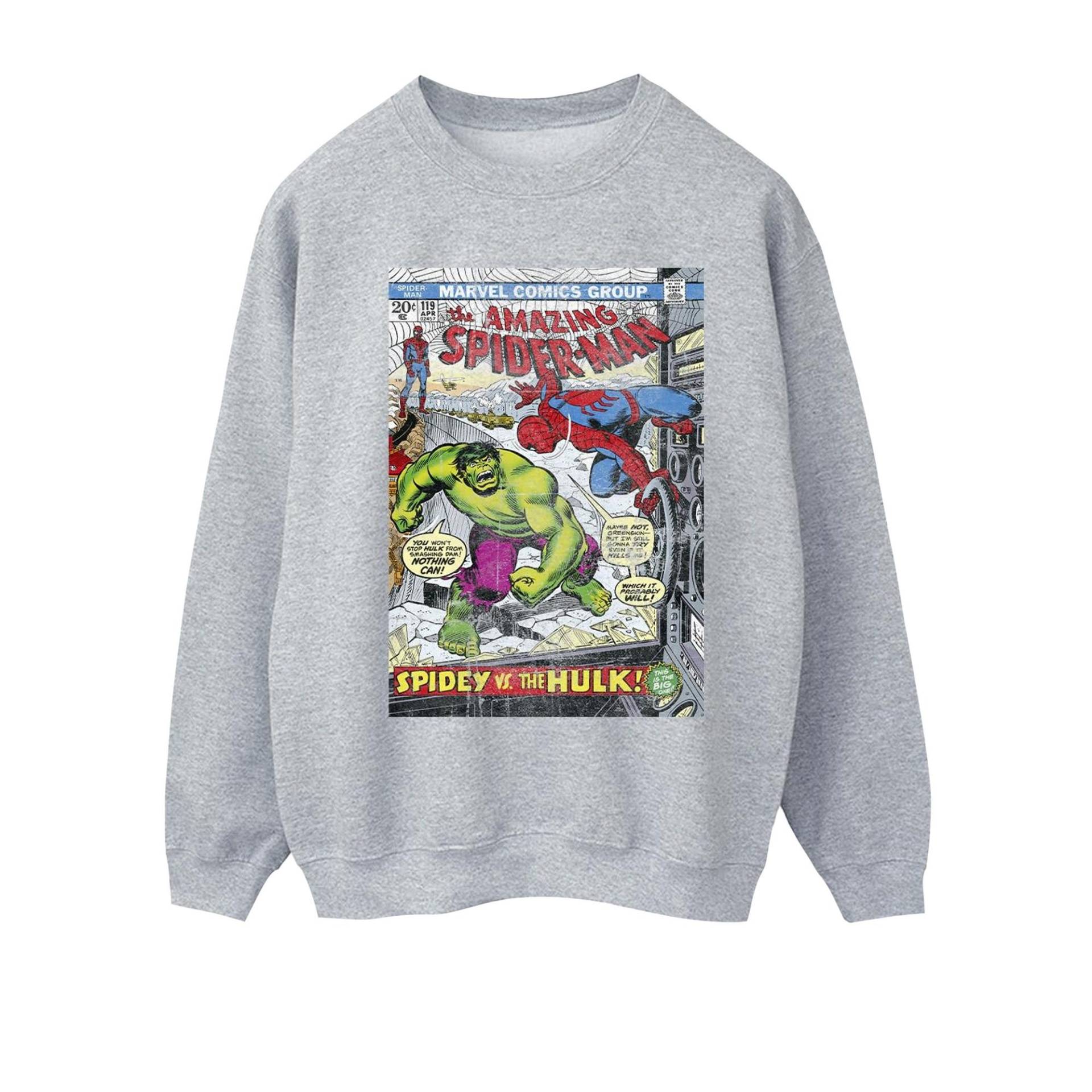 Spiderman Vs Hulk Cover Sweatshirt Damen Grau XL von MARVEL