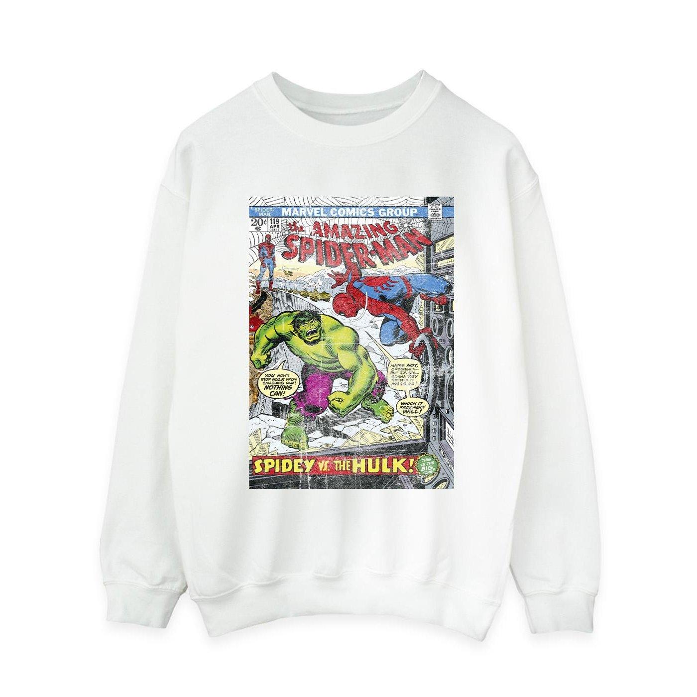 Spiderman Vs Hulk Cover Sweatshirt Damen Weiss XL von MARVEL