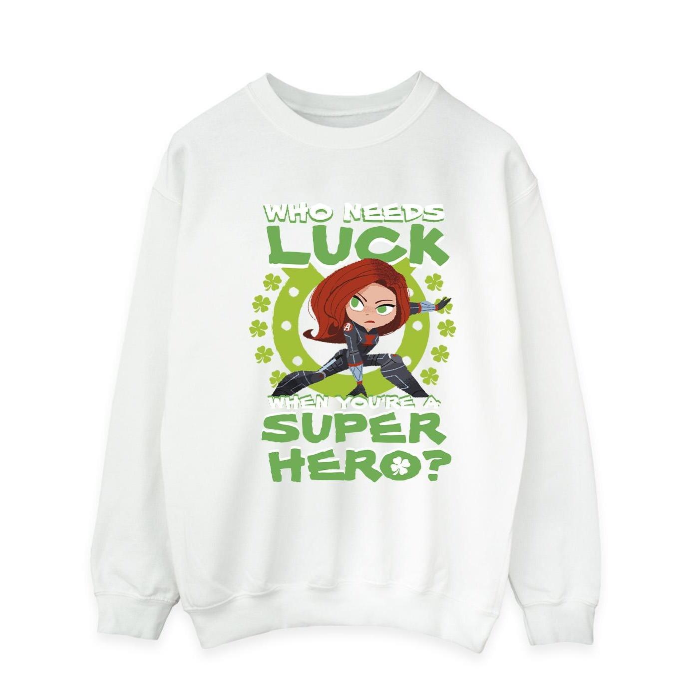 St Patrick's Day Black Widow Luck Sweatshirt Herren Weiss M von MARVEL