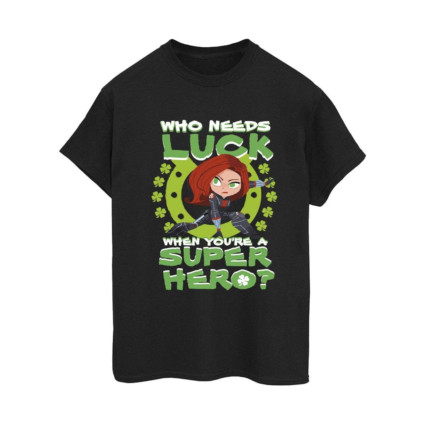 St Patrick's Day Black Widow Luck Tshirt Damen Schwarz S von MARVEL