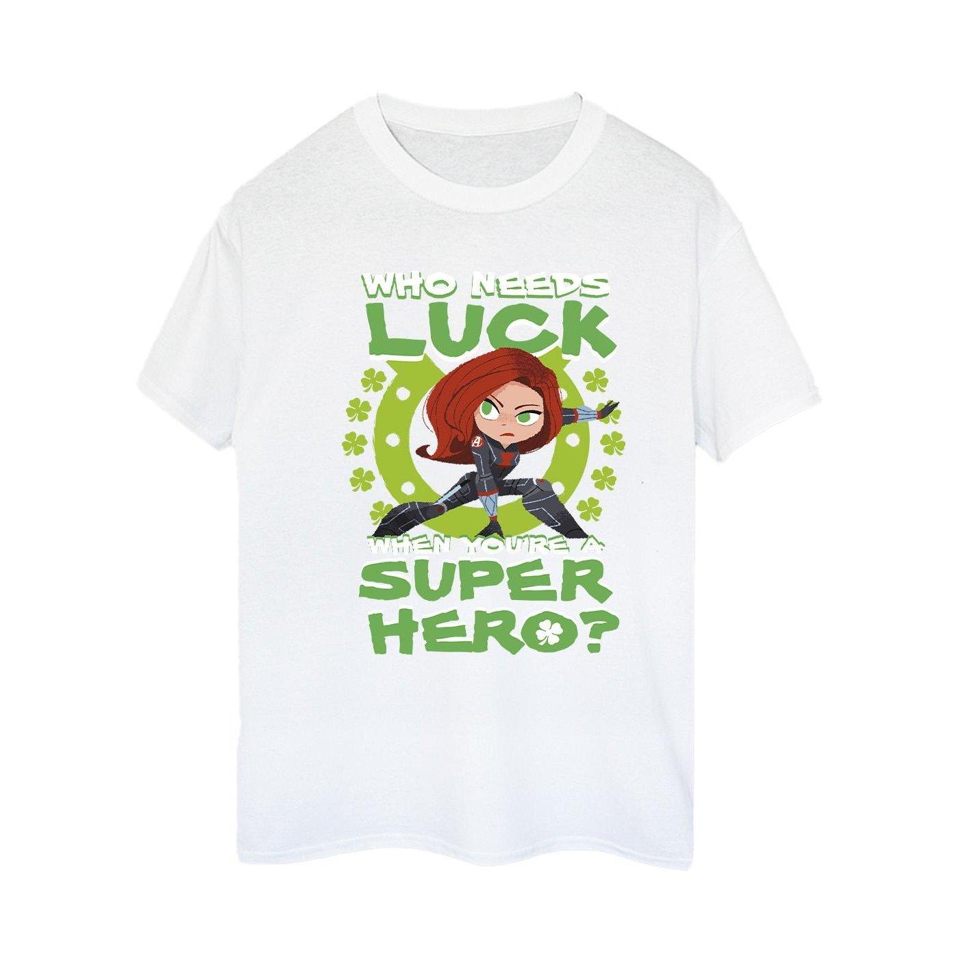 St Patrick's Day Black Widow Luck Tshirt Damen Weiss M von MARVEL