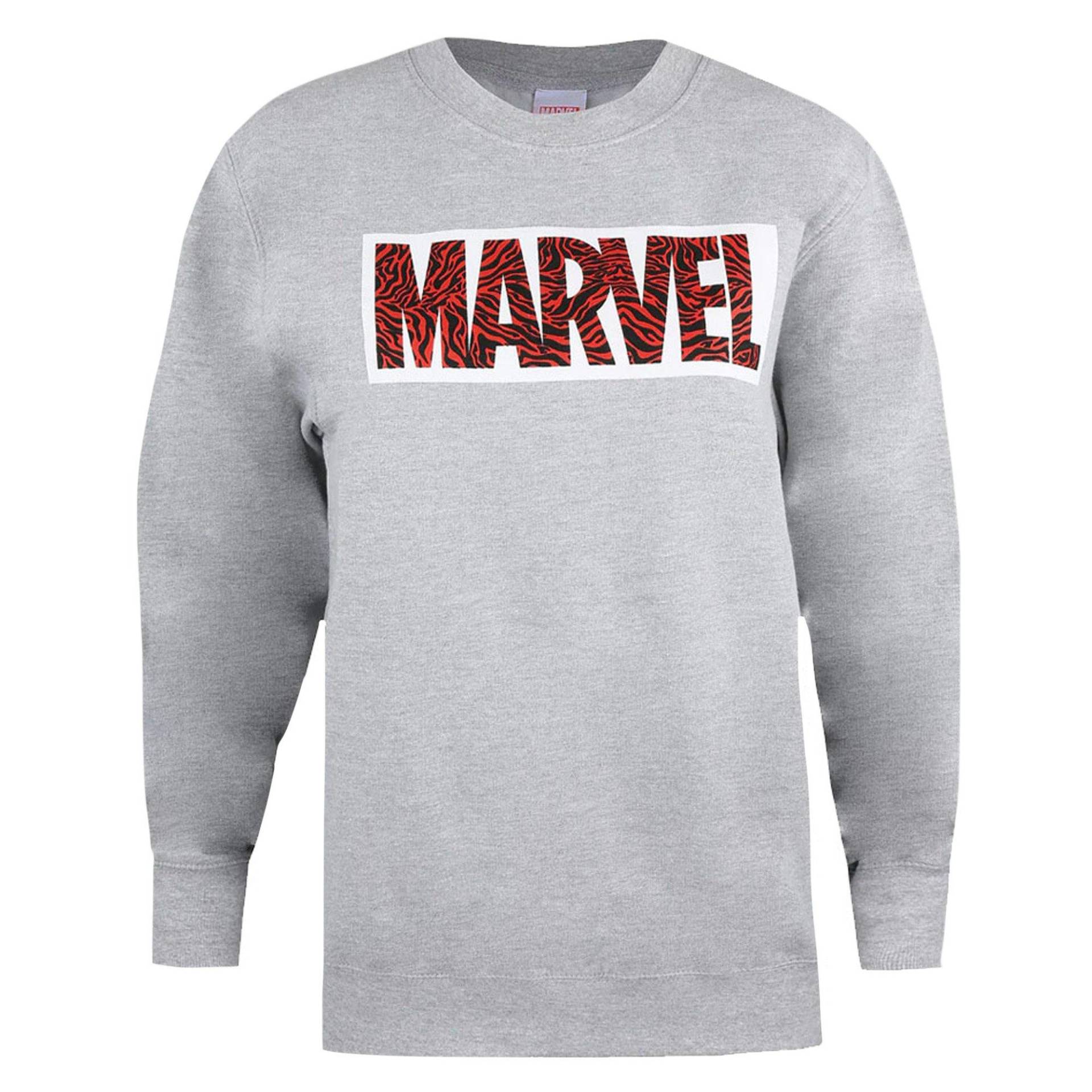 Sweatshirt Logo Damen Taubengrau L von MARVEL