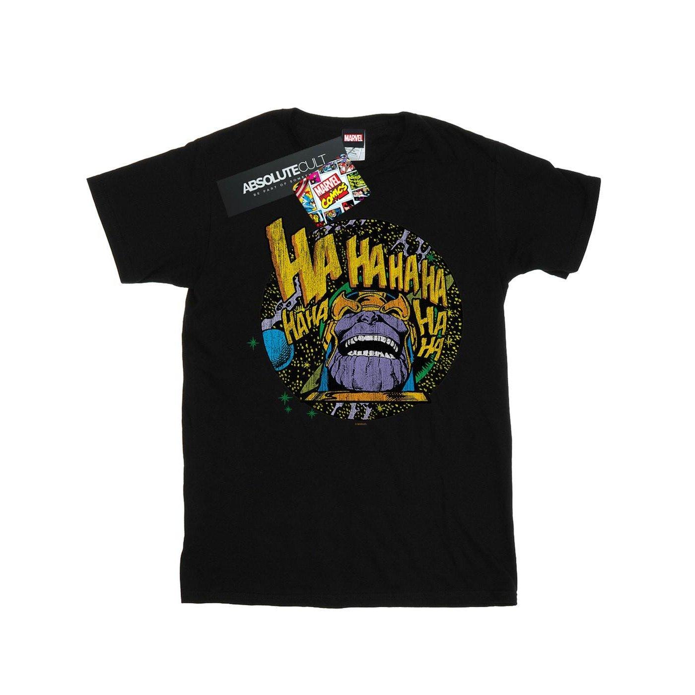 Thanos Laughs Tshirt Mädchen Schwarz 128 von MARVEL