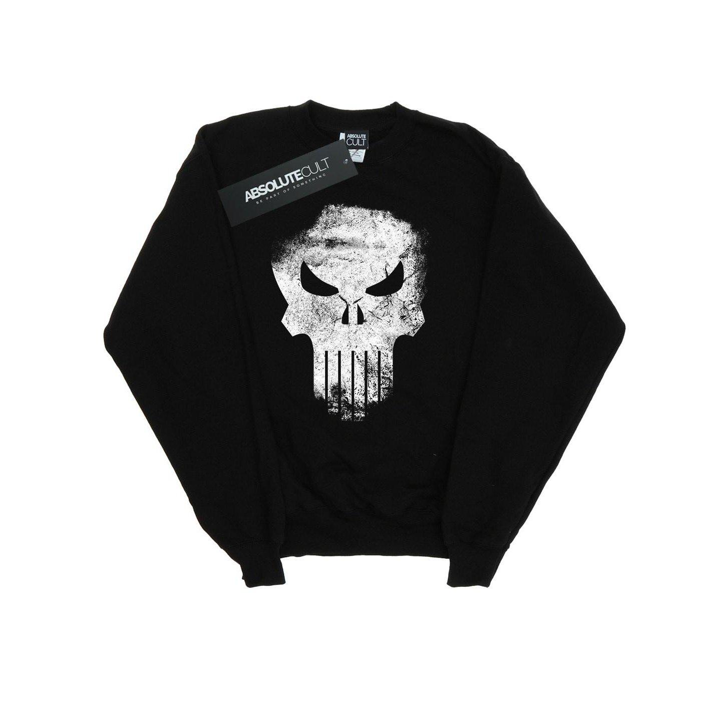 The Punisher Distrressed Skull Sweatshirt Mädchen Schwarz 116 von MARVEL