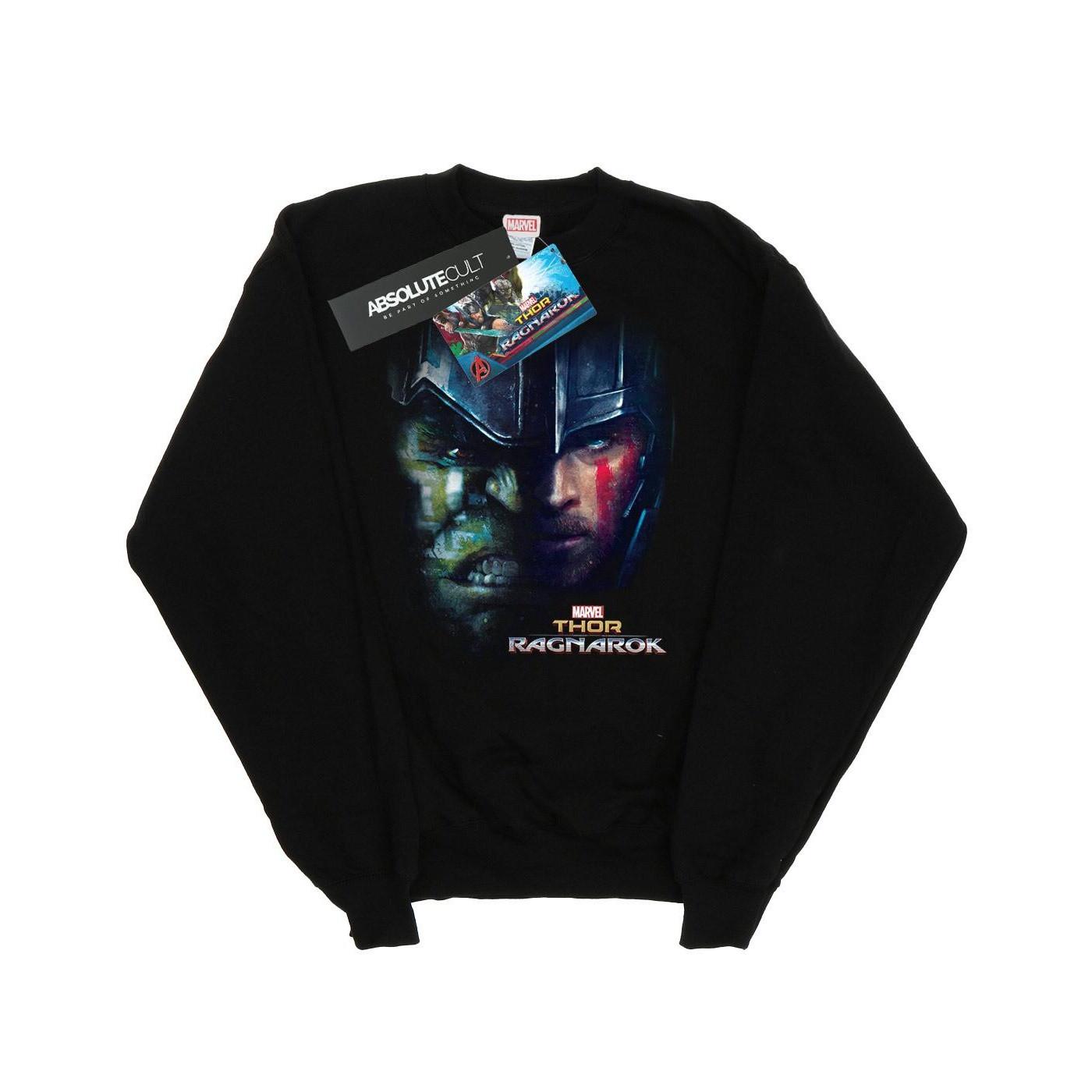 Thor Ragnarok Hulk Split Face Sweatshirt Jungen Schwarz 128 von MARVEL