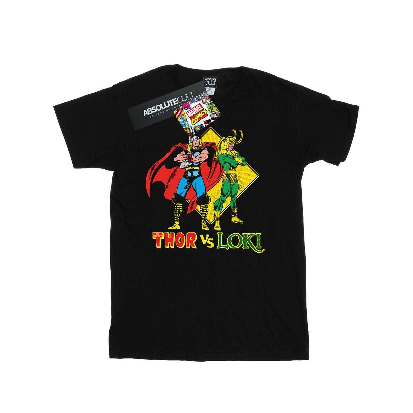 Thor Vs Loki Tshirt Damen Schwarz XL von MARVEL