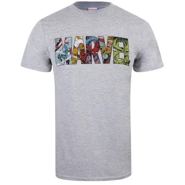 Tshirt Logo Herren Grau S von MARVEL