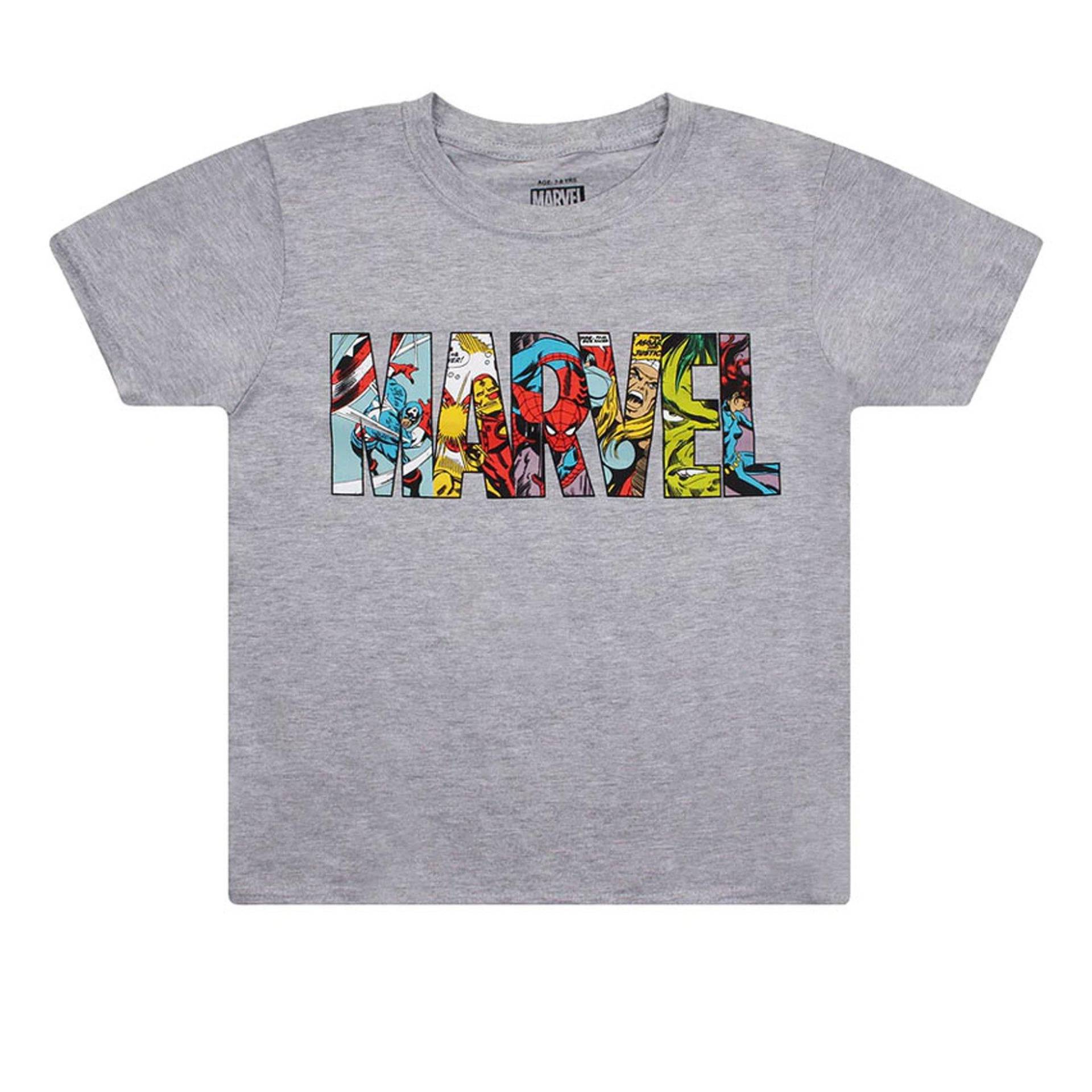 Tshirt Logo Jungen Grau 140 von MARVEL