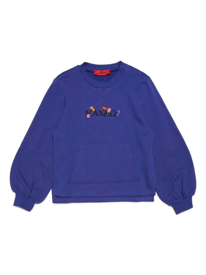 MAX&Co. Kids logo-embroidered cotton sweatshirt - Blue von MAX&Co. Kids