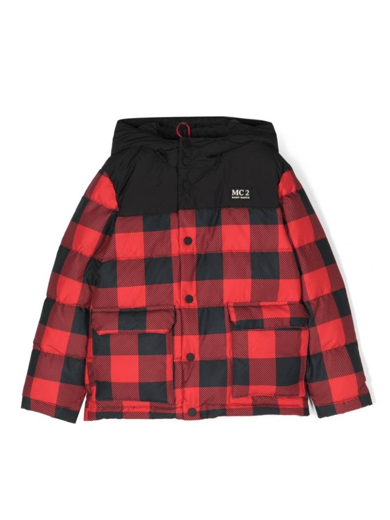 MC2 Saint Barth Kids Bart checked padded hooded jacket - Red von MC2 Saint Barth Kids