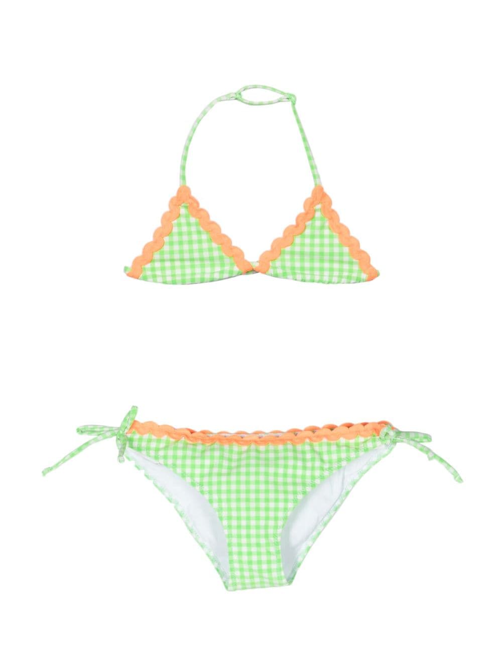 MC2 Saint Barth Kids Holly vichy contrast-trim bikini - Green von MC2 Saint Barth Kids