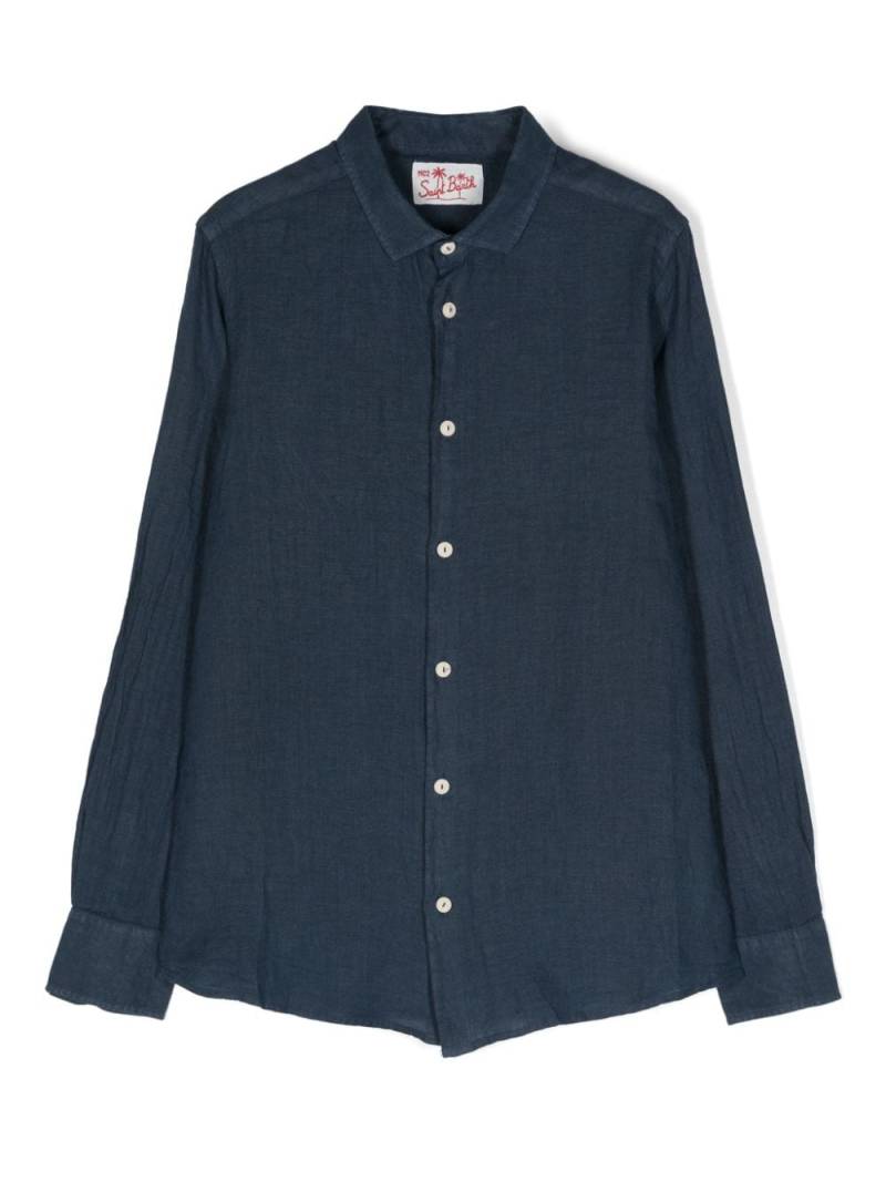 MC2 Saint Barth Kids classic-collar linen shirt - Blue von MC2 Saint Barth Kids