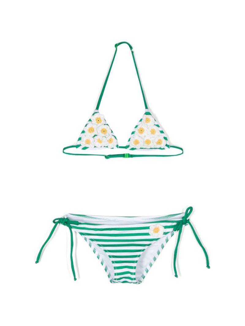 MC2 Saint Barth Kids daisy-patch striped bikini - Green von MC2 Saint Barth Kids