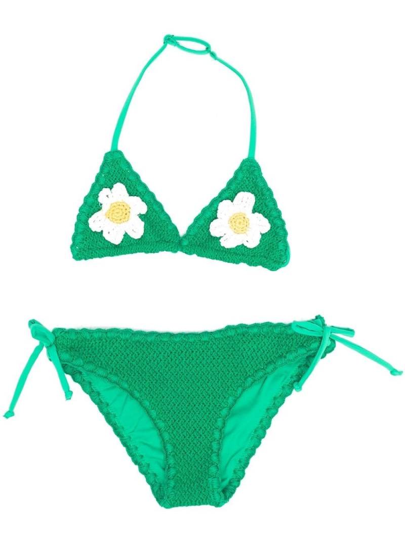 MC2 Saint Barth Kids flower-motif triangle bikini - Green von MC2 Saint Barth Kids