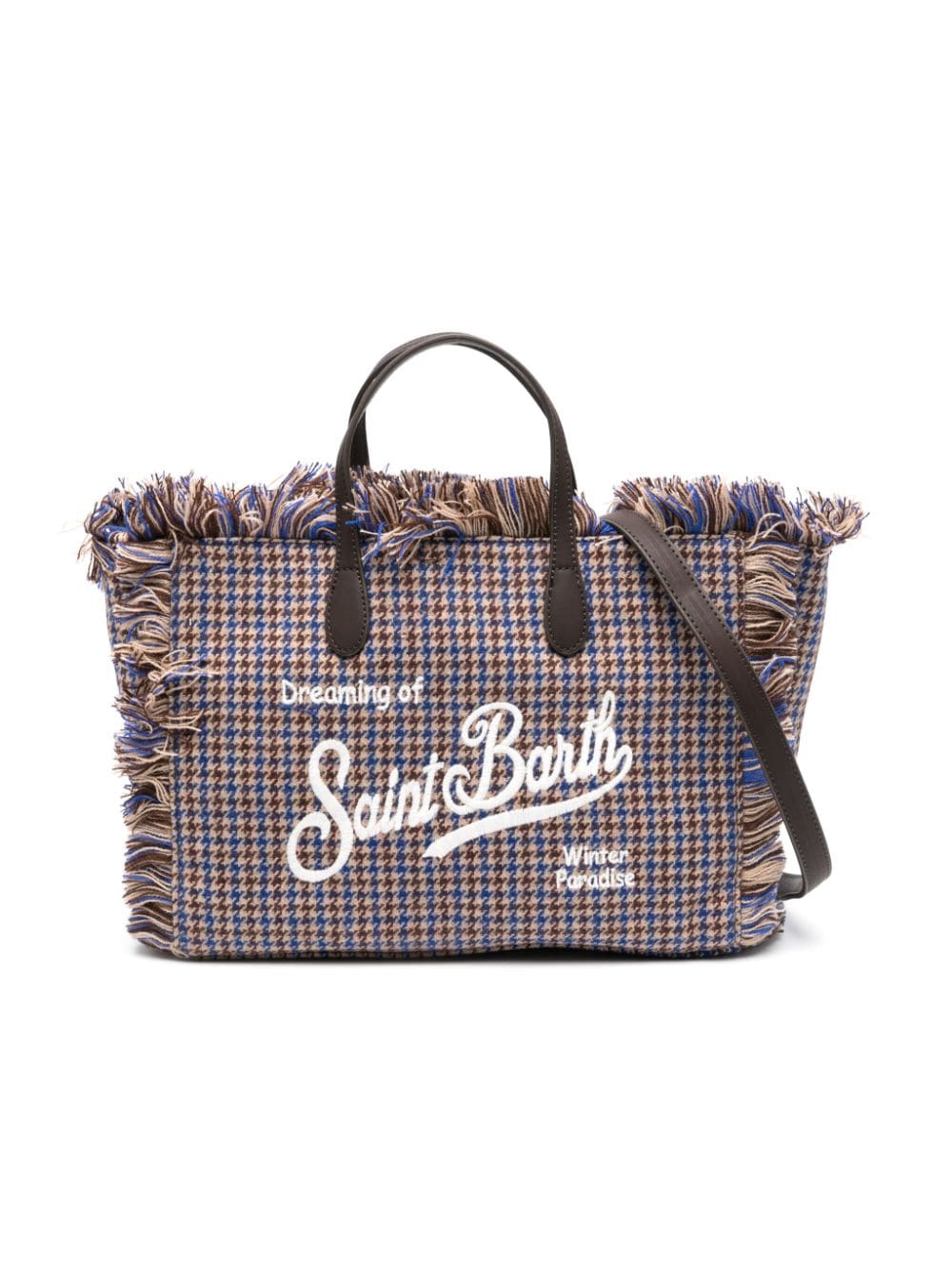 MC2 Saint Barth Kids logo-embroidered houndstooth-pattern bag - Brown von MC2 Saint Barth Kids