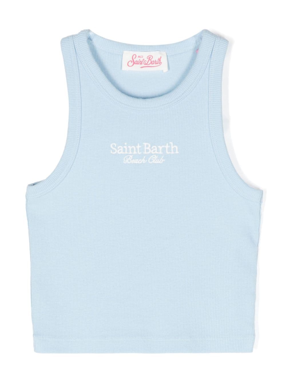 MC2 Saint Barth Kids logo-embroidered ribbed top - Blue von MC2 Saint Barth Kids