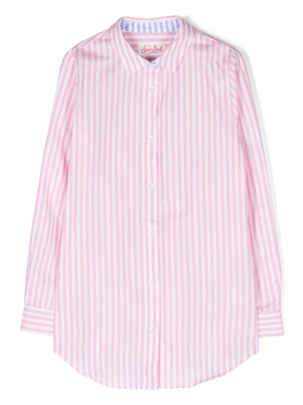 MC2 Saint Barth Kids logo-embroidered striped shirt - Pink von MC2 Saint Barth Kids