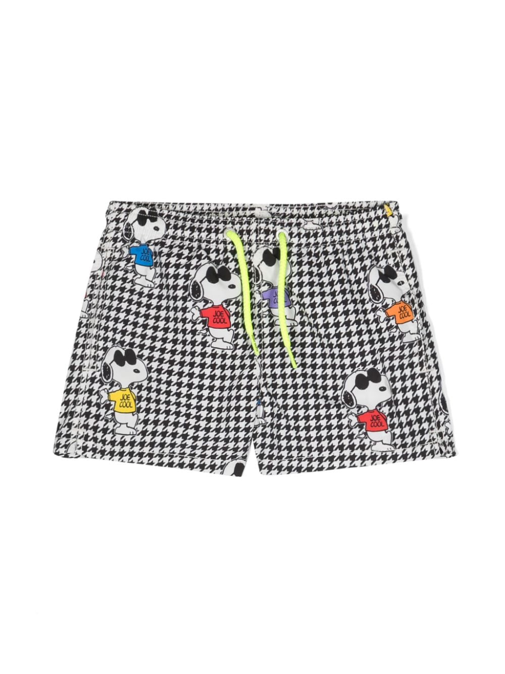 MC2 Saint Barth Kids snoopy-print check-pattern swim shorts - Black von MC2 Saint Barth Kids