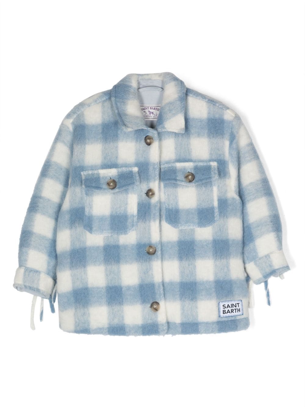 MC2 Saint Barth Kids Marc checked fringed jacket - Blue von MC2 Saint Barth Kids