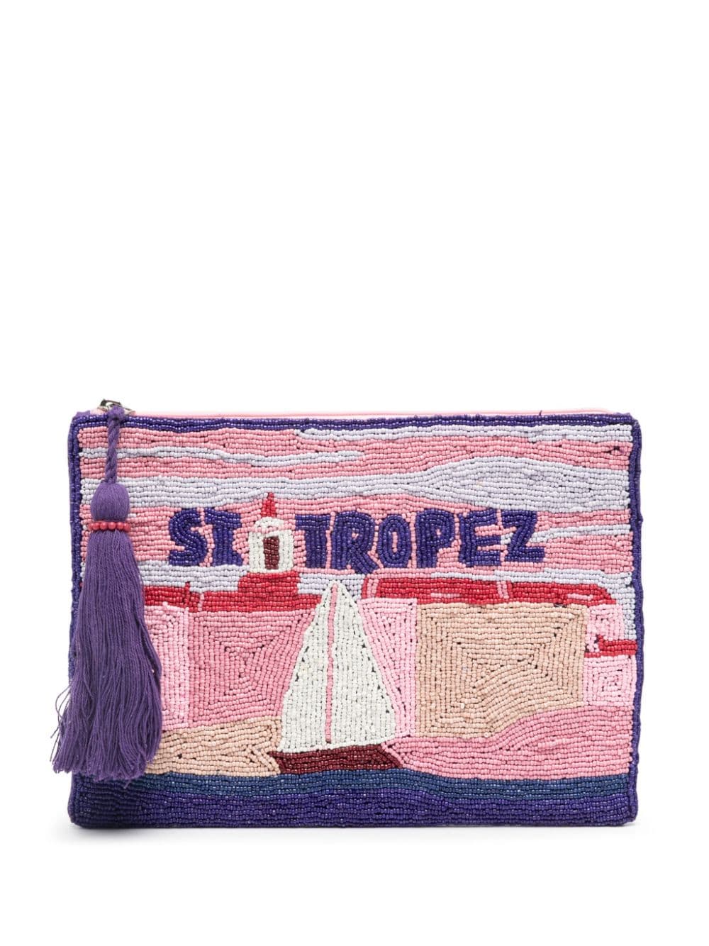 MC2 Saint Barth St. Tropez-motif beaded clutch bag - Purple von MC2 Saint Barth