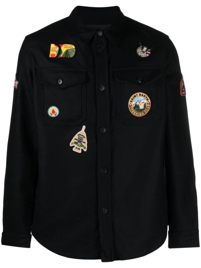 MC2 Saint Barth patch-detail felted shirt jacket - Black von MC2 Saint Barth
