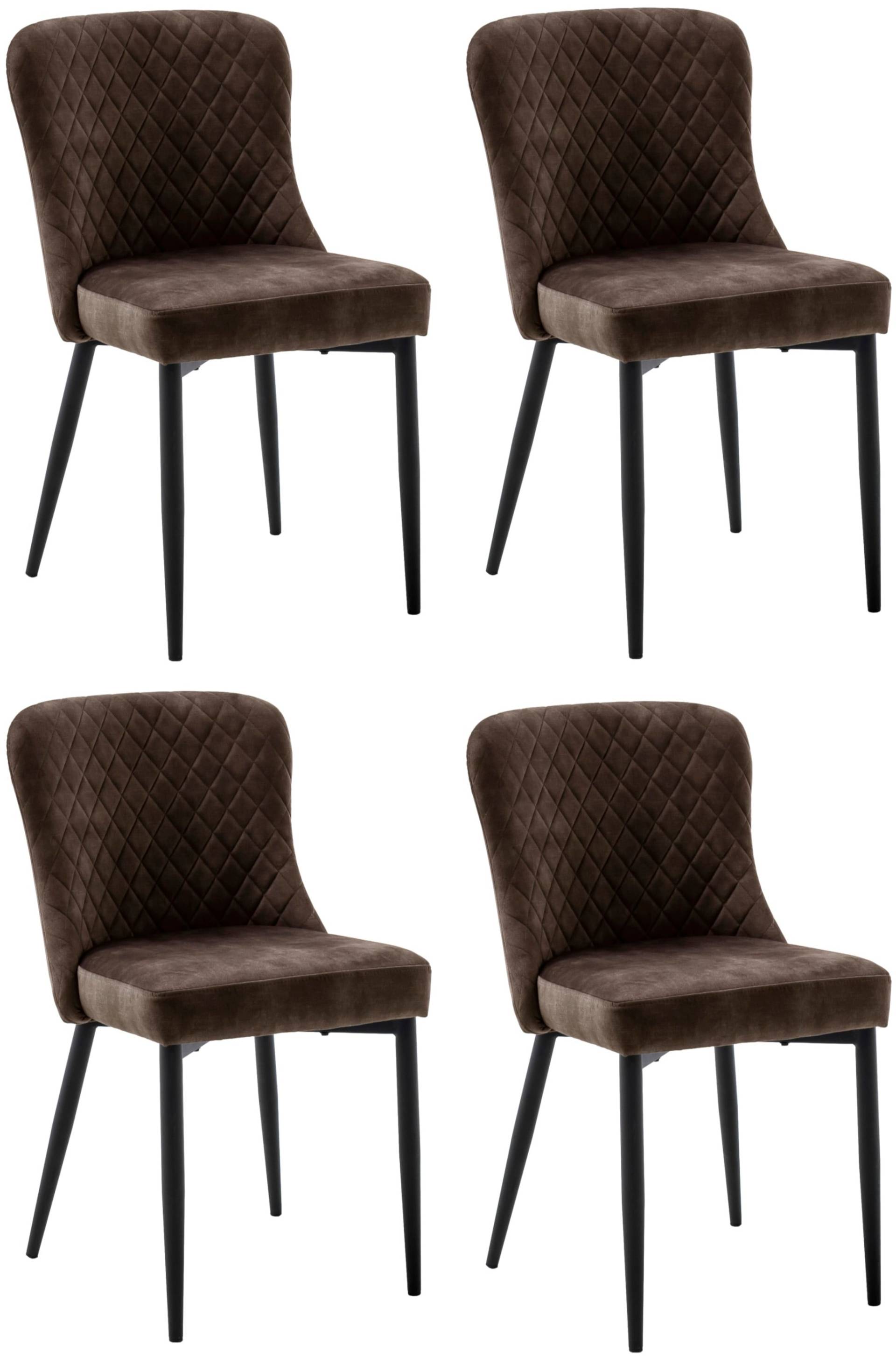 MCA furniture 4-Fussstuhl »ABOSHI Esszimmerstuhl (4er Set)«, (Set), 4 St., Veloursstoff, Taschenfederkern, Metall schwarz,Vintage-Veloursoptik,belastbar 120 kg von MCA furniture
