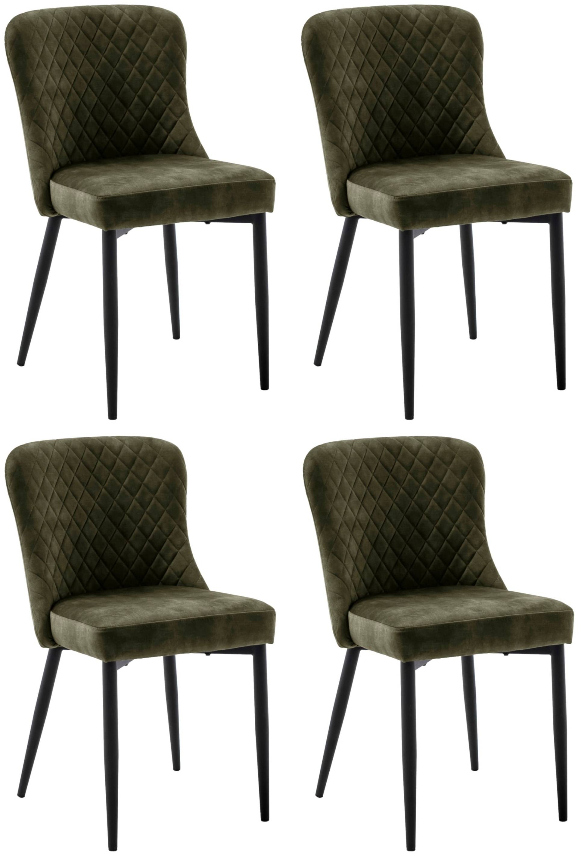 MCA furniture 4-Fussstuhl »ABOSHI Esszimmerstuhl (4er Set)«, (Set), 4 St., Veloursstoff, Taschenfederkern, Metall schwarz,Vintage-Veloursoptik,belastbar 120 kg von MCA furniture