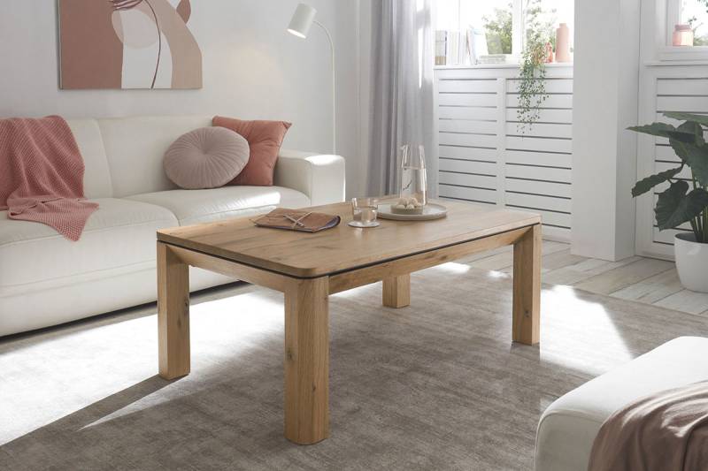 MCA furniture Couchtisch »ZWOLLE mit Stollen 80x80«, Eiche furniert, rechteckig,Schubkasten mit Einteilung, belastbar 30 kg von MCA furniture