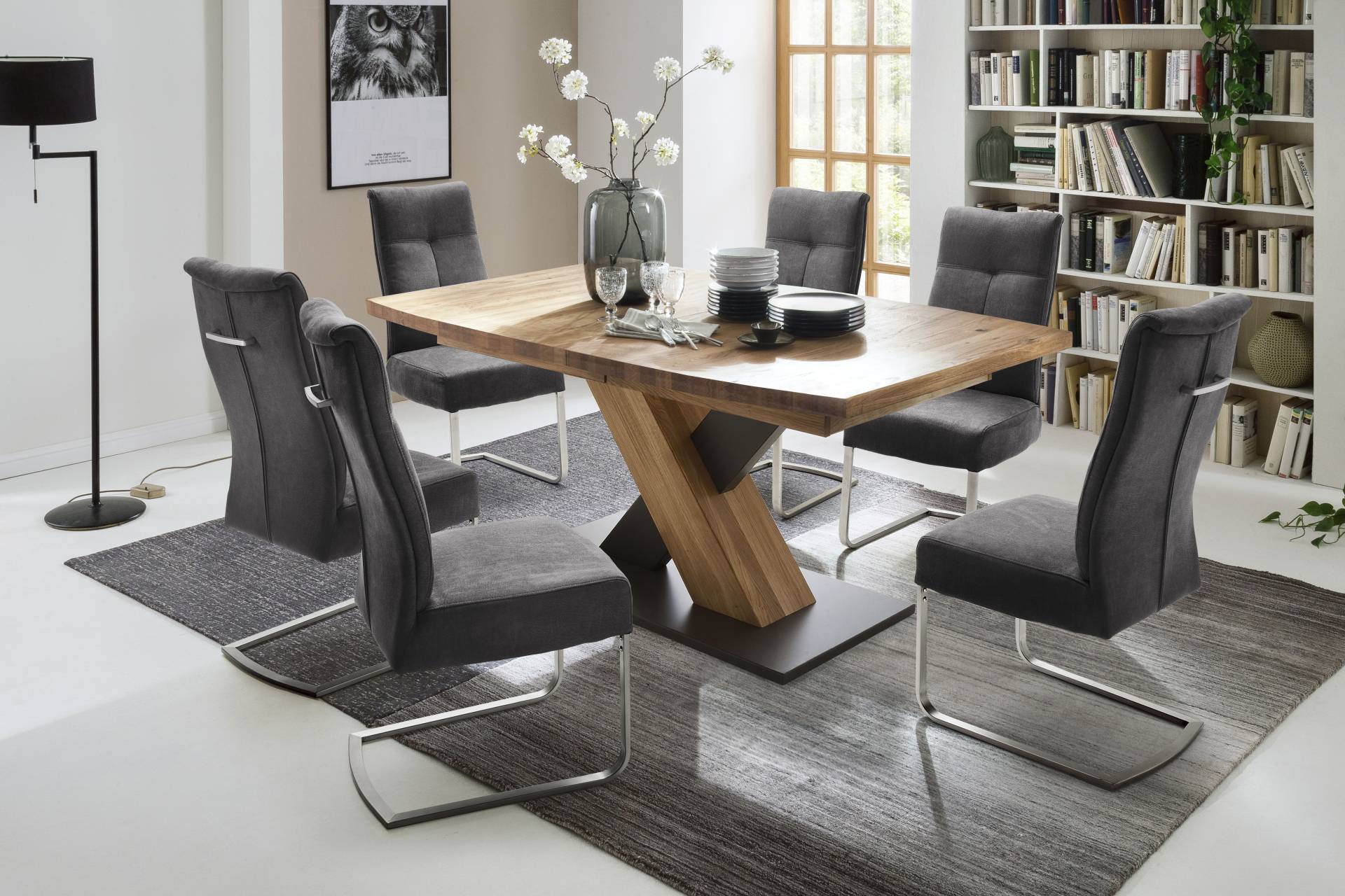 MCA furniture Esstisch »Mendoza«, Esstisch Bootsform mit X-Säule, ausziehbar MCA furniture Esstisch »Mendoza«, Esstisch Bootsform mit X-Säule, ausziehbar von MCA furniture