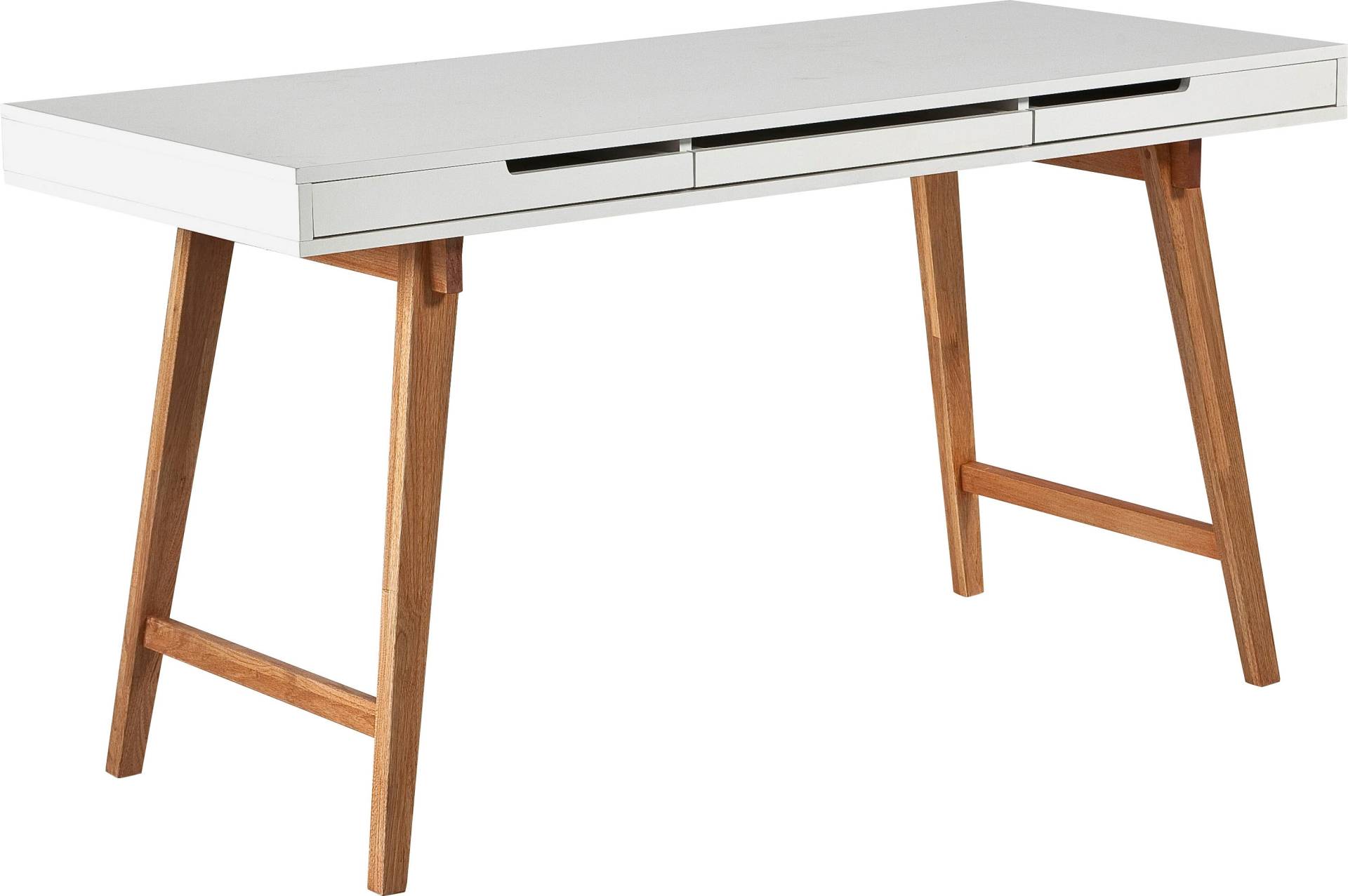 MCA furniture Schreibtisch »Anneke L«, weiss matt lackiert, Gestell Massivholz buchefarben, Breite 140 cm MCA furniture Schreibtisch »Anneke L«, weiss matt lackiert, Gestell Massivholz buchefarben, Breite 140 cm von MCA furniture