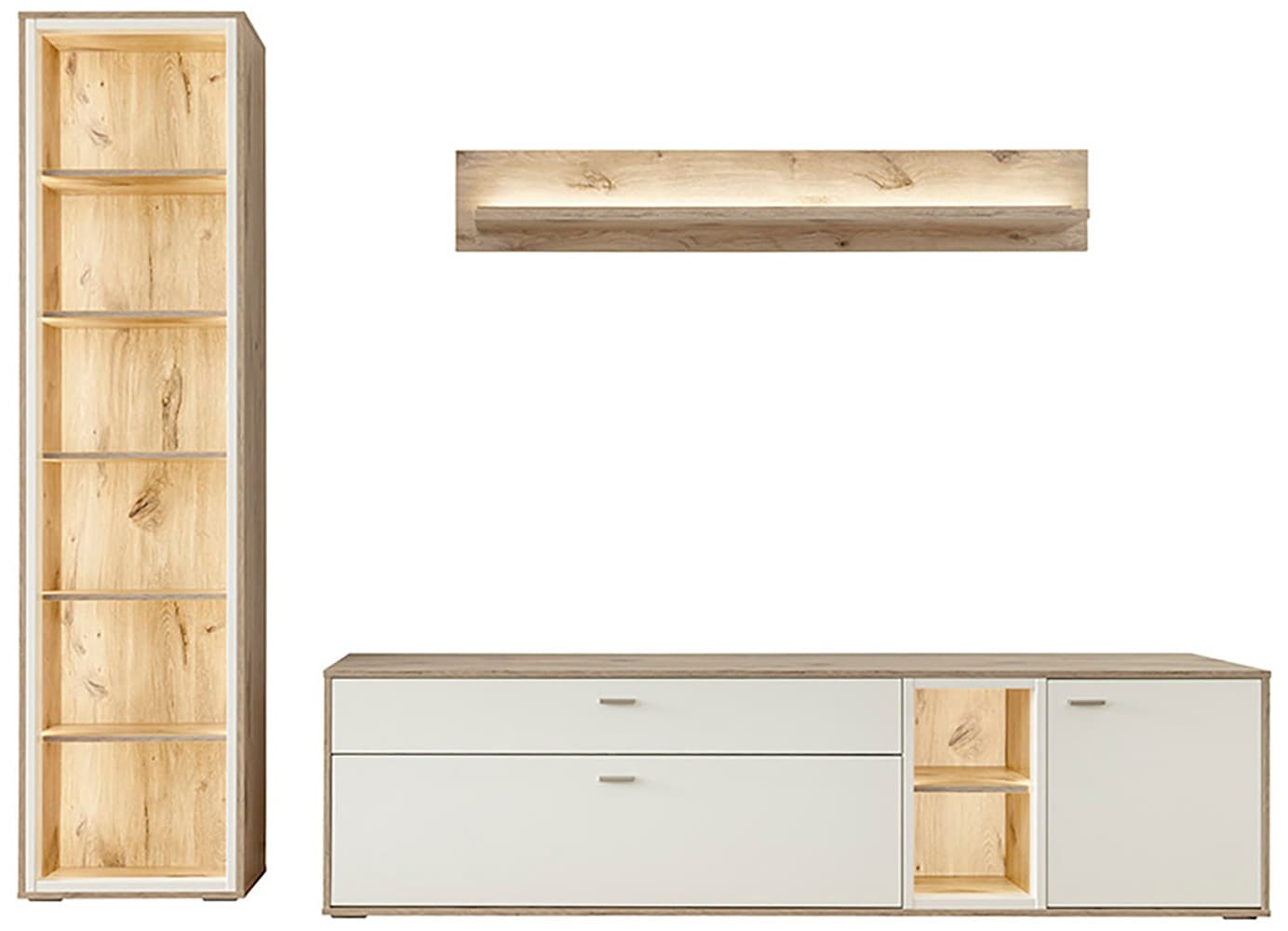 MCA furniture Wohnwand »SANTERNO«, (Komplett-Set, 3 St., 3-teilg), Wohnzimmer Set (3-tlg.), Türen & Schubkästen gedämpft, Breite 264 cm von MCA furniture
