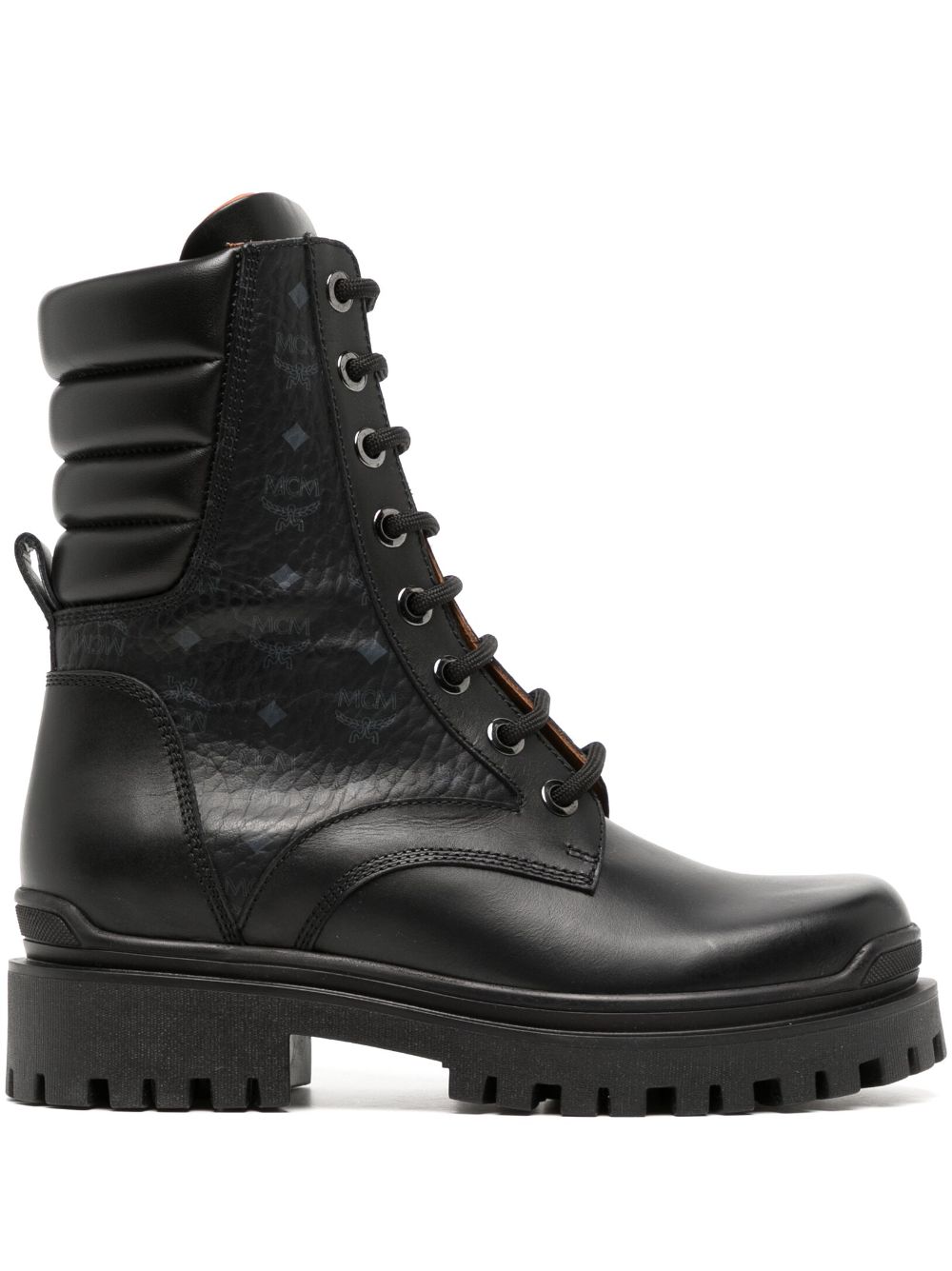 MCM Visetos-print leather lace-up boots - Black von MCM