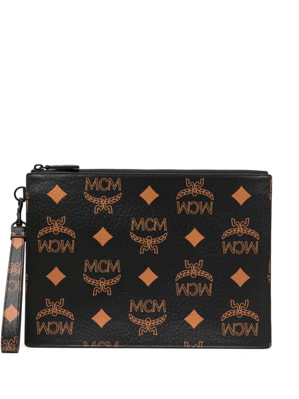 MCM medium Aren Maxi Visetos-print wristlet pouch - Black von MCM