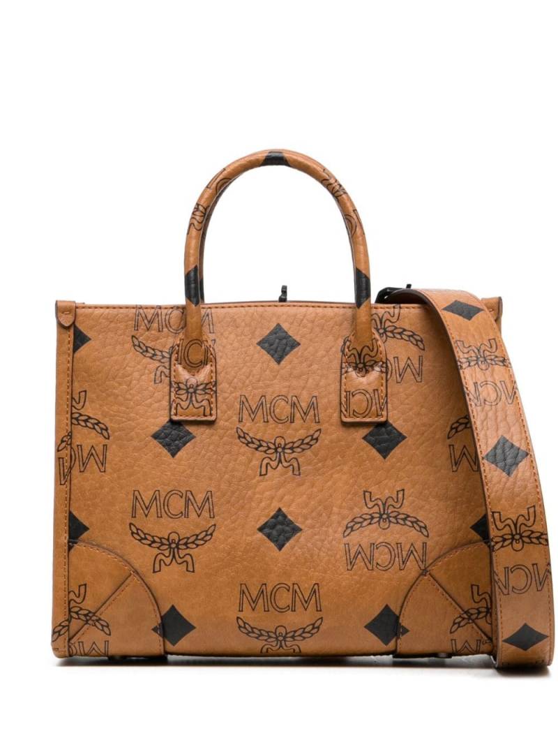 MCM small Munchen Maxi Visetos-print tote bag - Brown von MCM