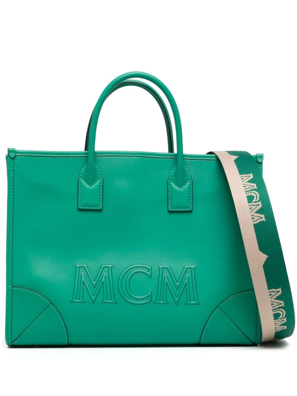 MCM large Munchen leather tote bag - Green von MCM