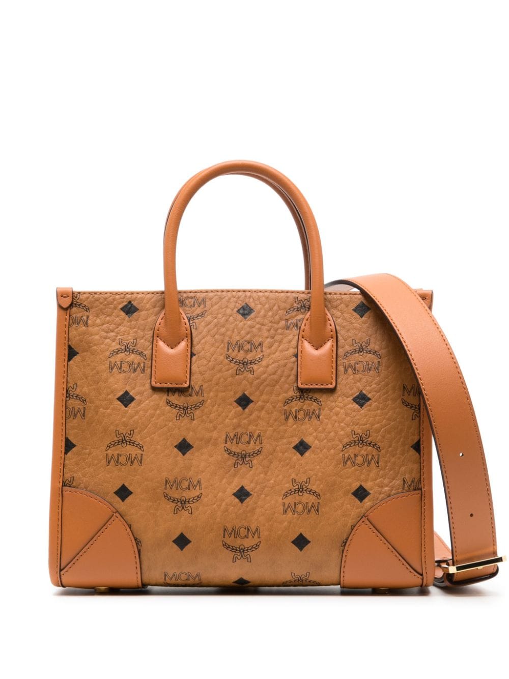 MCM small München Visetos-print tote bag - Brown von MCM