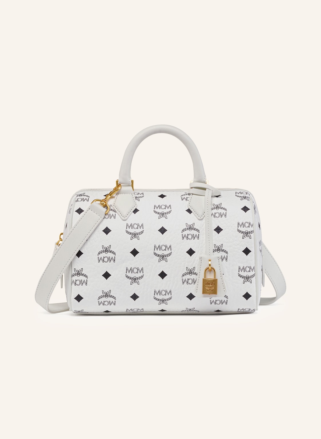 Mcm Handtasche Ella Boston Visetos weiss von MCM