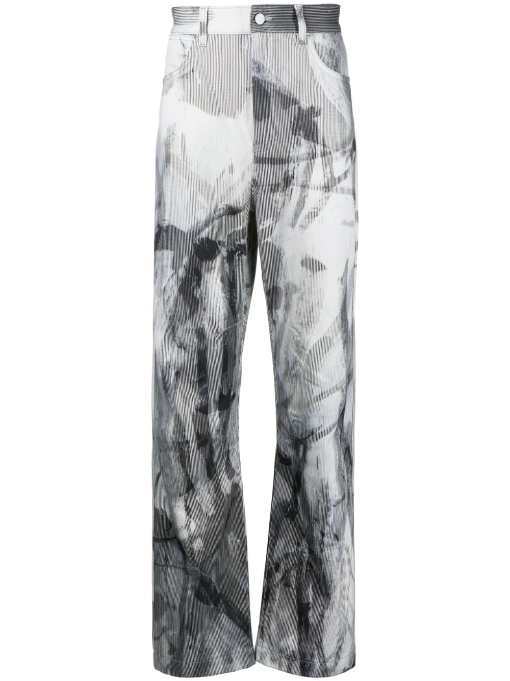 MCQ abstract-print straight-leg trousers - Black von MCQ