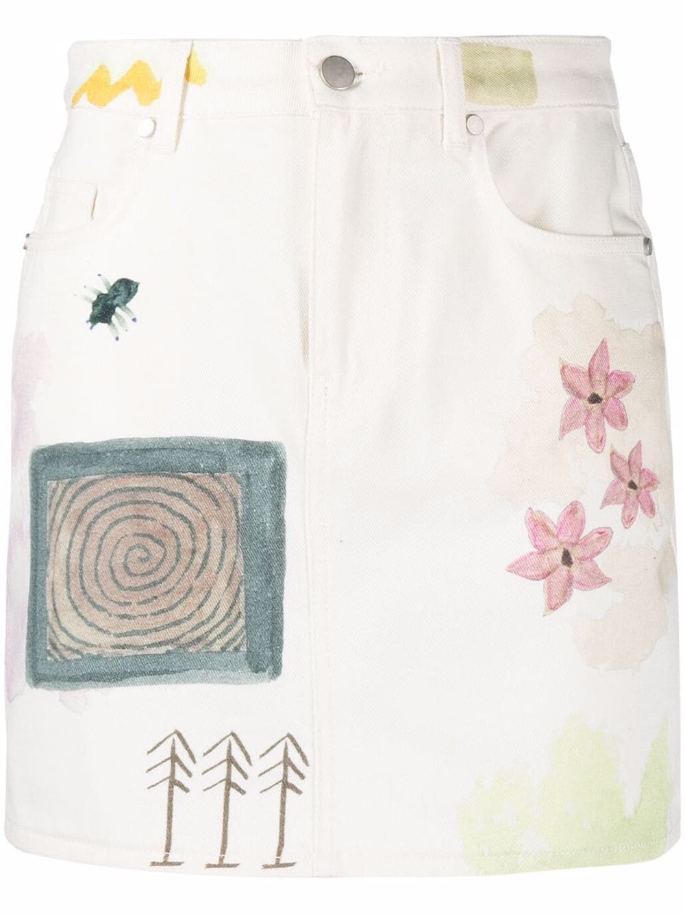 MCQ floral-print denim mini skirt - White von MCQ