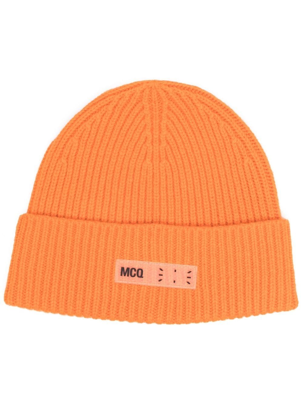 MCQ logo-patch ribbed-knit beanie - Orange von MCQ