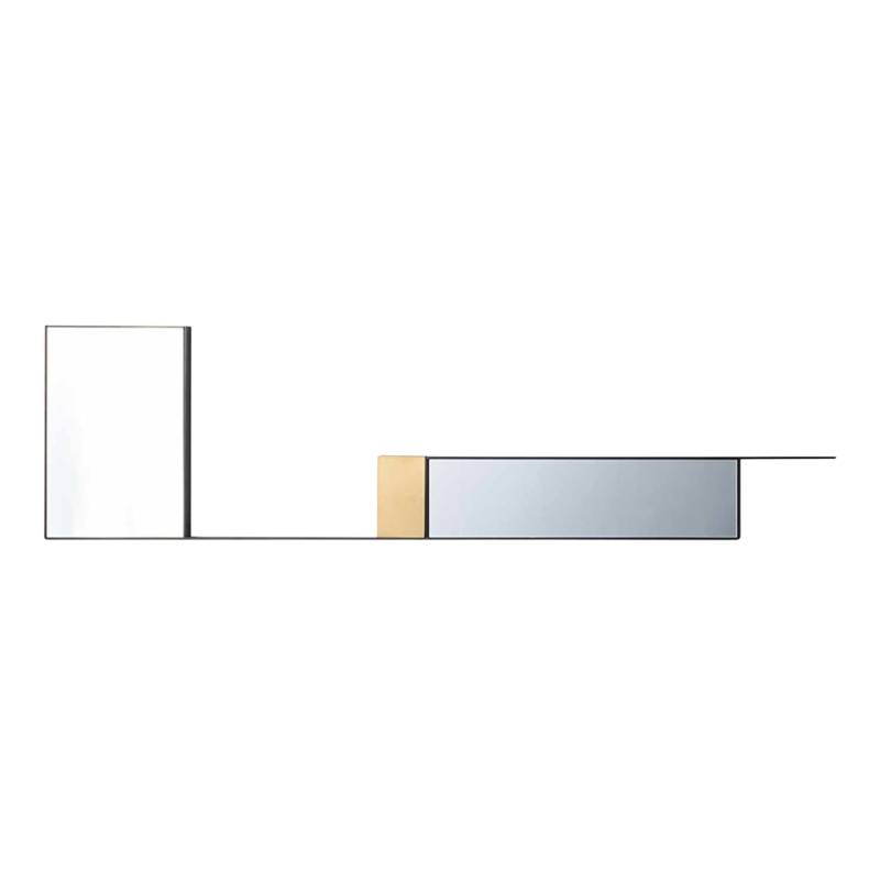 Mirror Lines Composition 2 Wandspiegel, Strukturausführung grau matt, Deko-Element brass, gold von MDF Italia