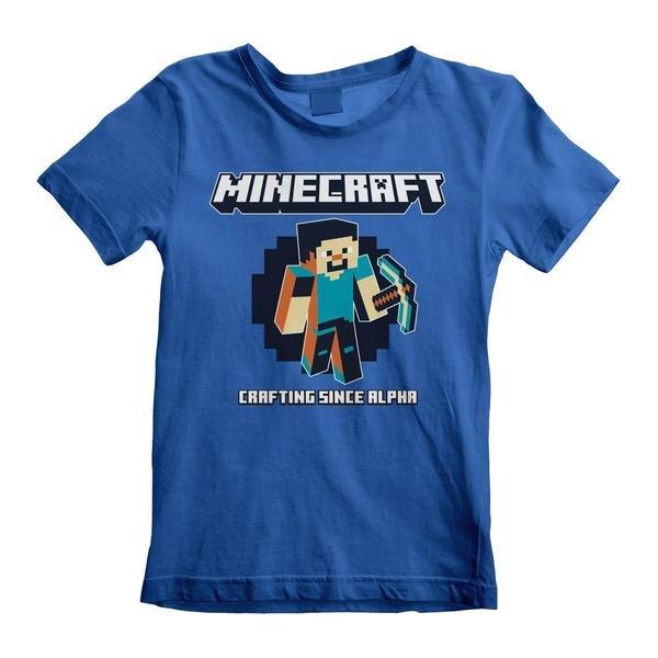 Crafting Since Alpha Tshirt Jungen Blau 116 von MINECRAFT