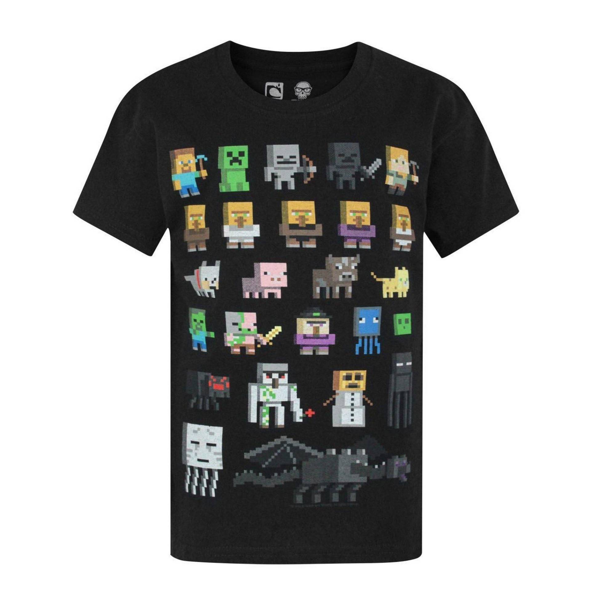 Offizielle Minecrafts Sprites Charakter Tshirt Jungen Schwarz 128 von MINECRAFT