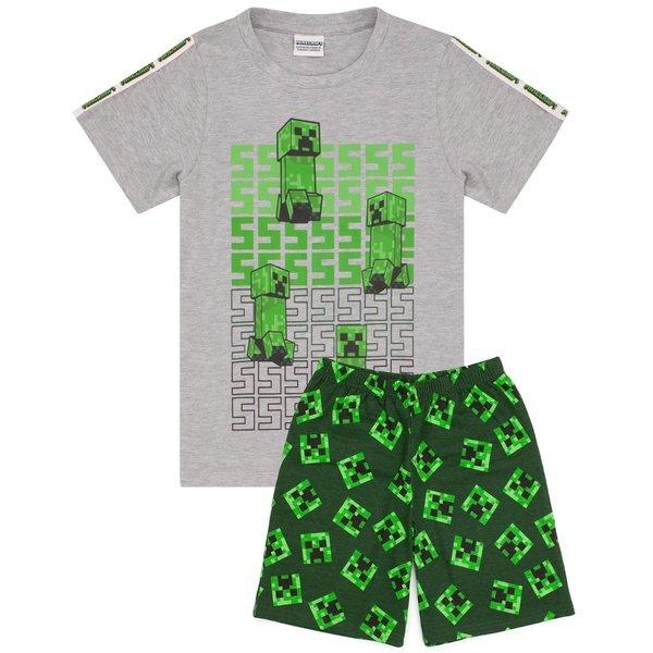 Schlafanzug Mit Shorts Mädchen Grau 128 von MINECRAFT