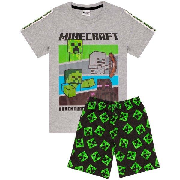 Schlafanzug Mit Shorts Unisex Grau 134 von MINECRAFT